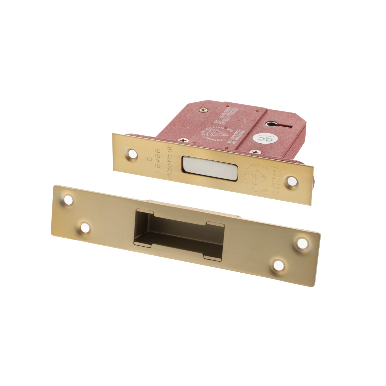 Atlantic 5 Lever Key Deadlock [BS] Keyed Alike 3" - Satin Brass