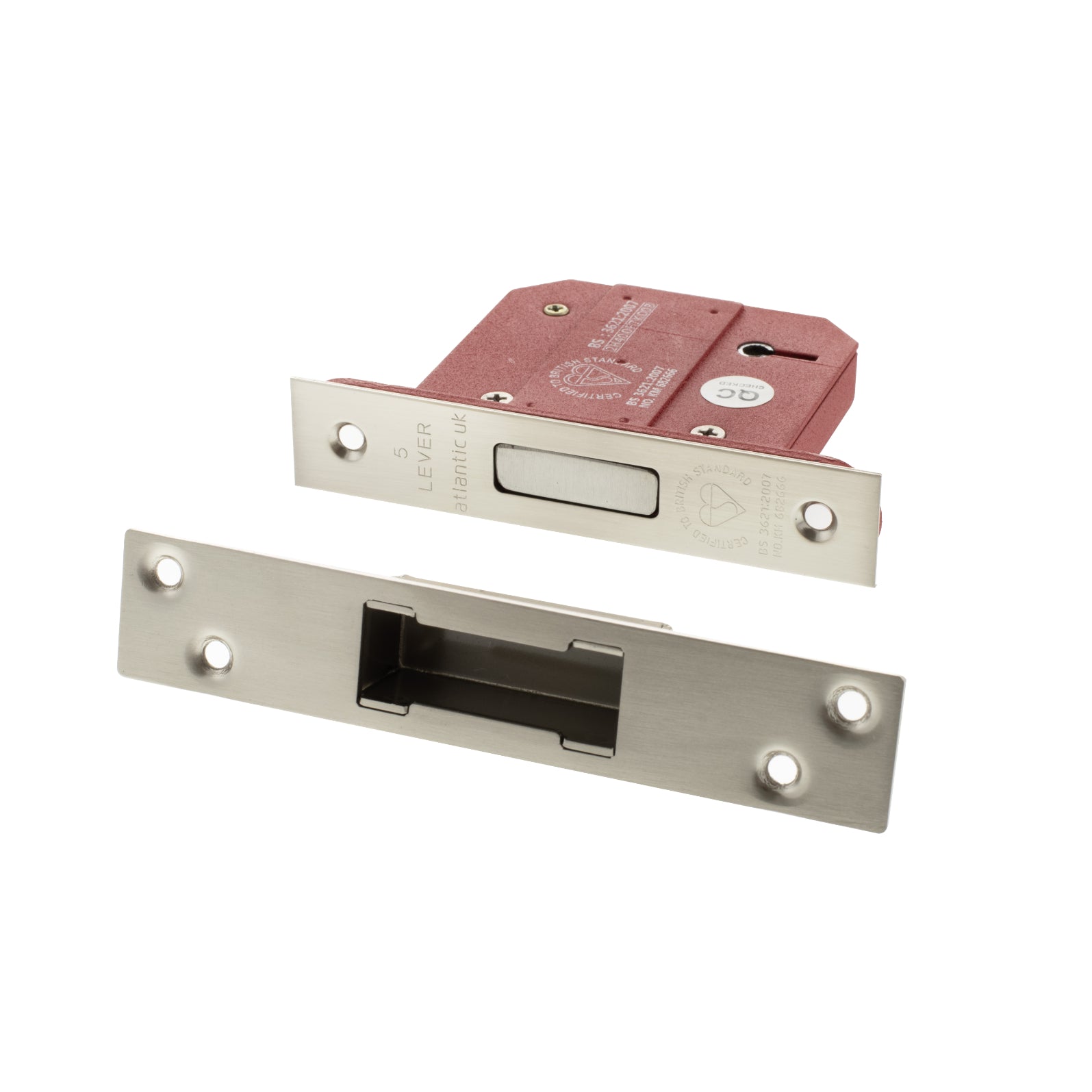 Atlantic 5 Lever Key Deadlock [BS] 3" - Satin Nickel