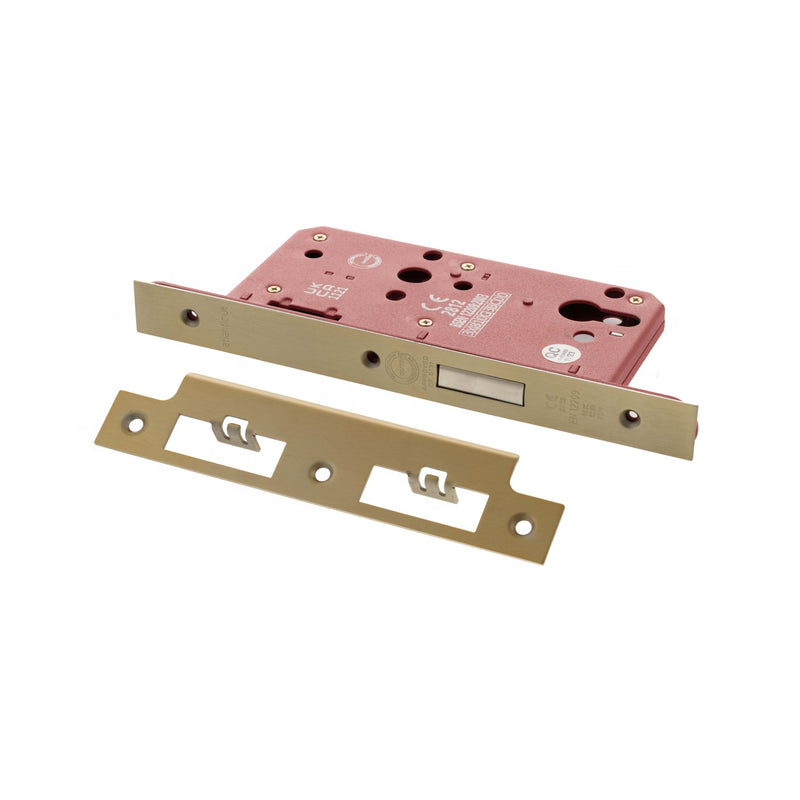 Atlantic DIN Euro Profile Deadlock Double Throw 60mm backset - Satin Brass