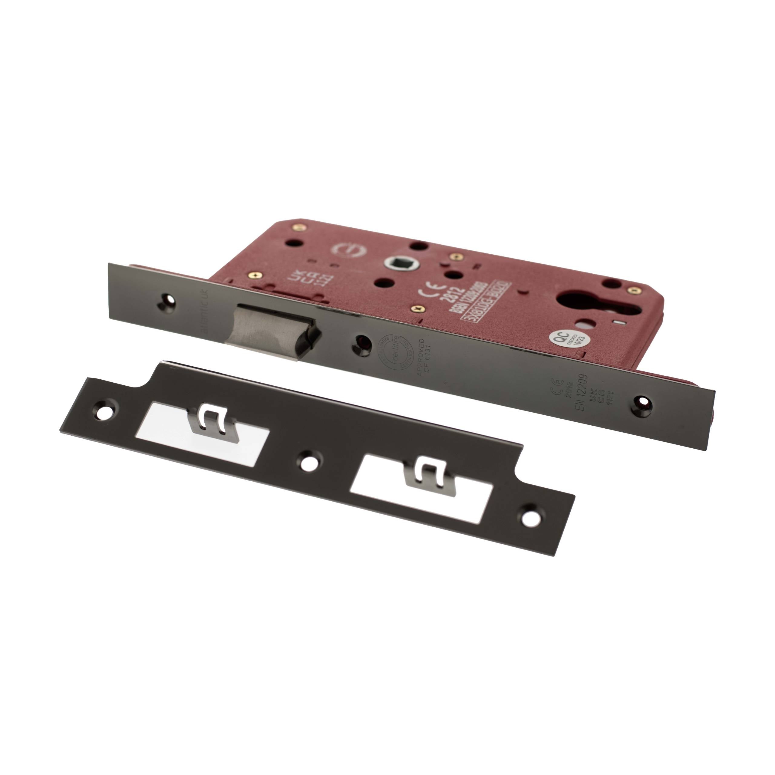 Atlantic DIN Latch 60mm backset - Black Nickel