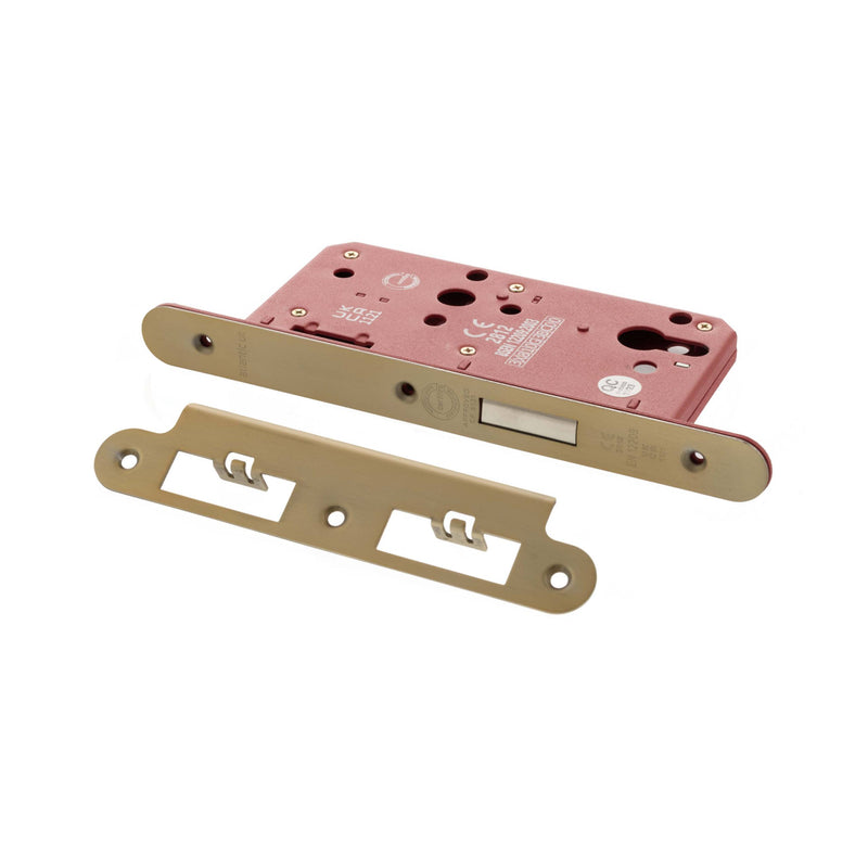 Atlantic DIN Radius Euro Profile Deadlock Double Throw 60mm backset - Satin Brass