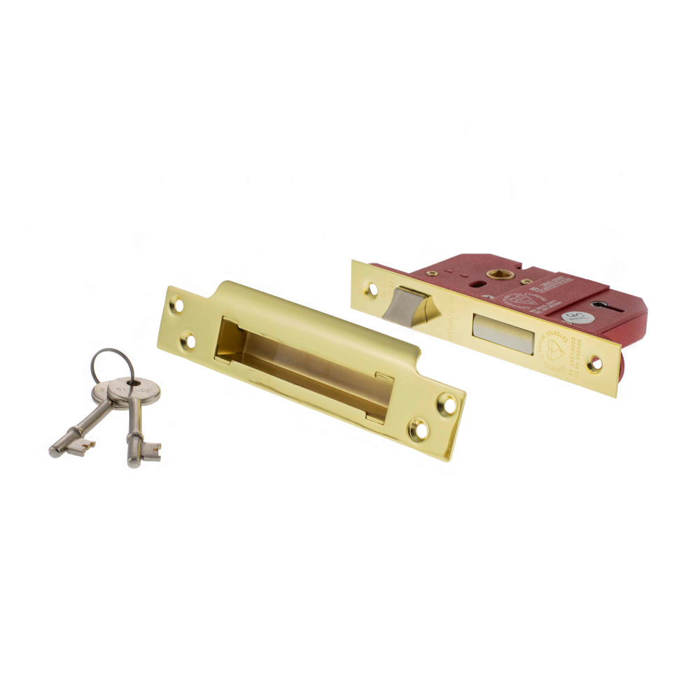 Atlantic 5 Lever Key Sashlock [BS] 2.5" - Polished Brass