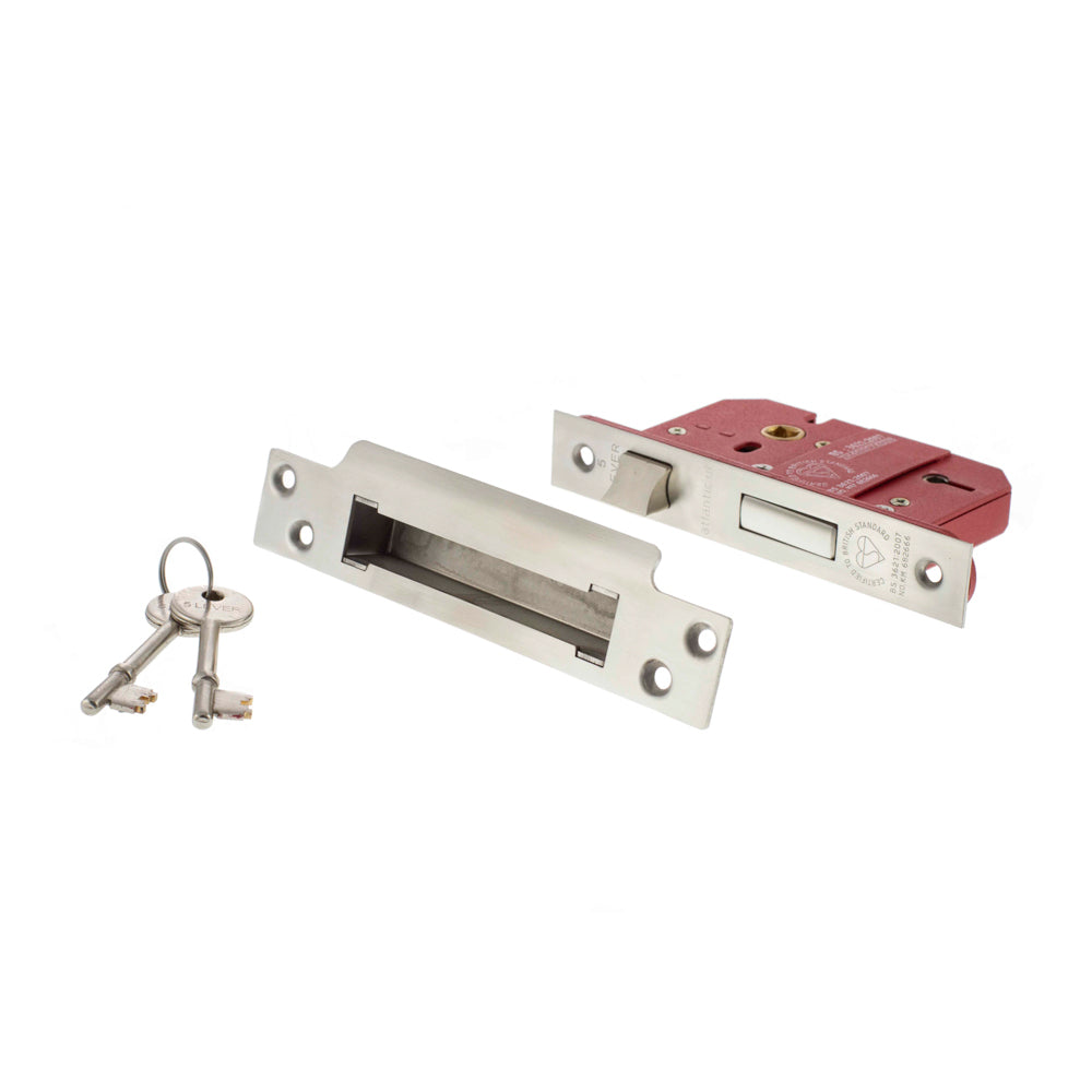 Atlantic 5 Lever Key Sashlock [BS] 2.5" - Satin Chrome