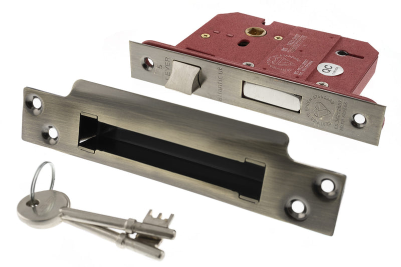 Atlantic 3" Elite 5 Lever Key Sashlock (Antique Brass)
