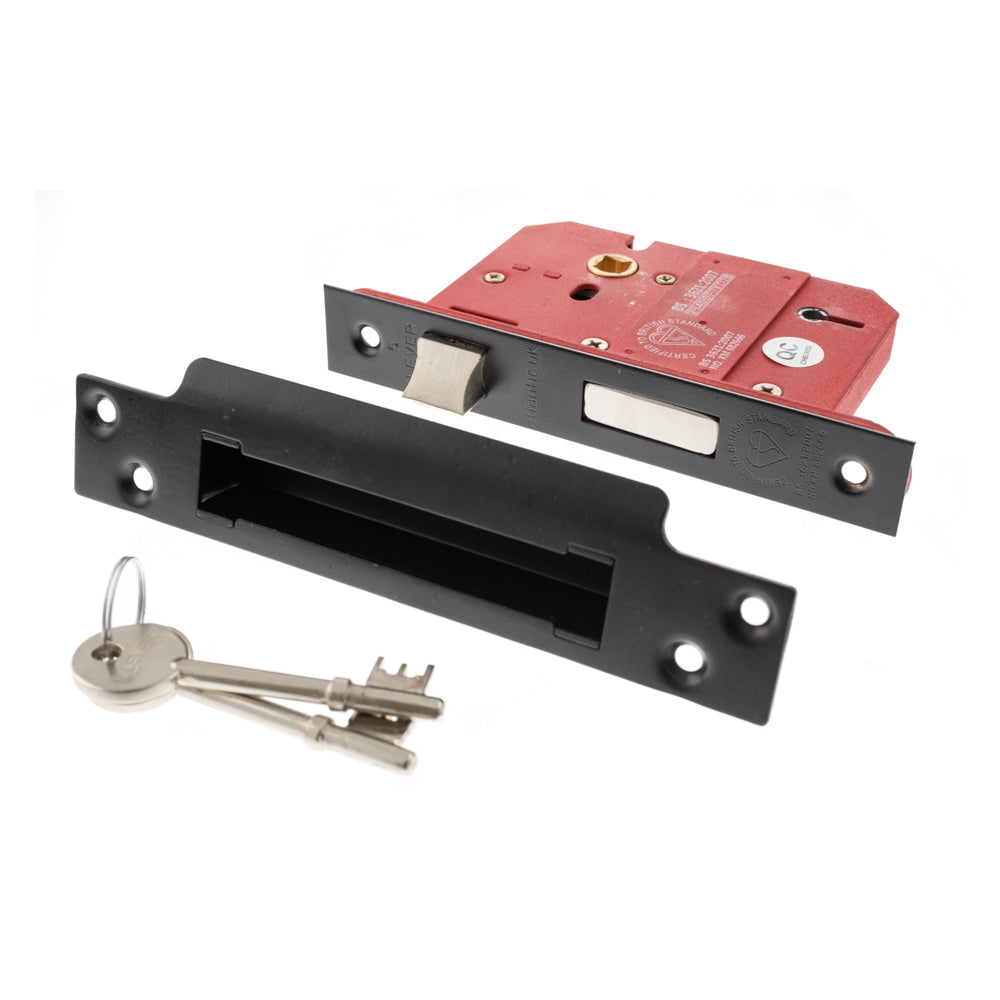 Atlantic 5 Lever Key Sashlock [BS] Keyed Alike 3" - Matt Black