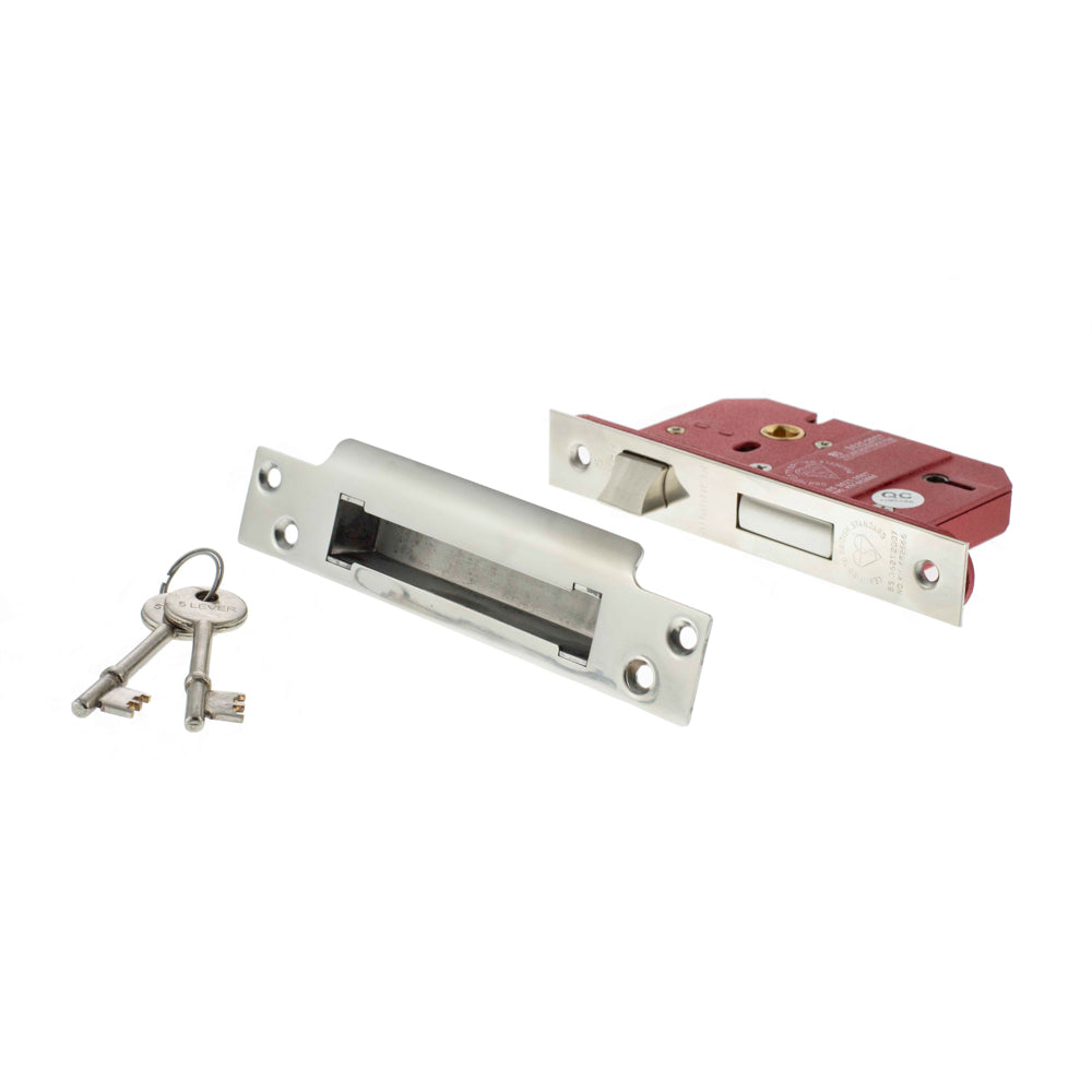 Atlantic 5 Lever Key Sashlock [BS] Keyed Alike 3" - Polished Chrome