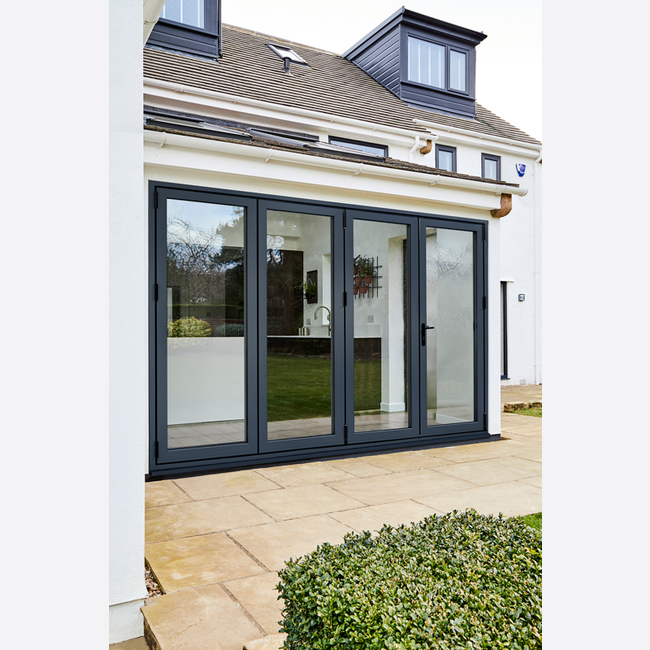 LPD Aluminium Prefinished Grey Folding-Sliding Door Set - 3+1 (3590mm x 2090mm)