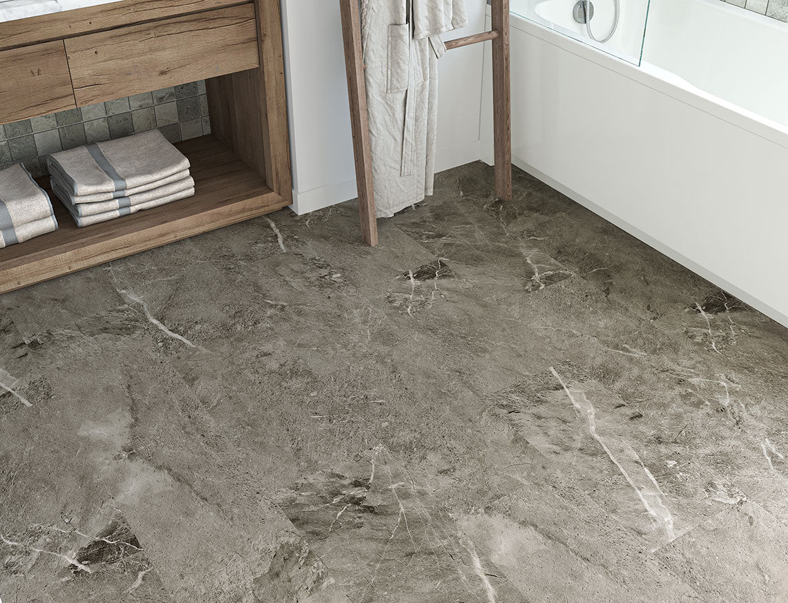Angelsey Tile Effect Earth Grey Tile Effect LVT Flooring | 300 x 600 x 6.5mm