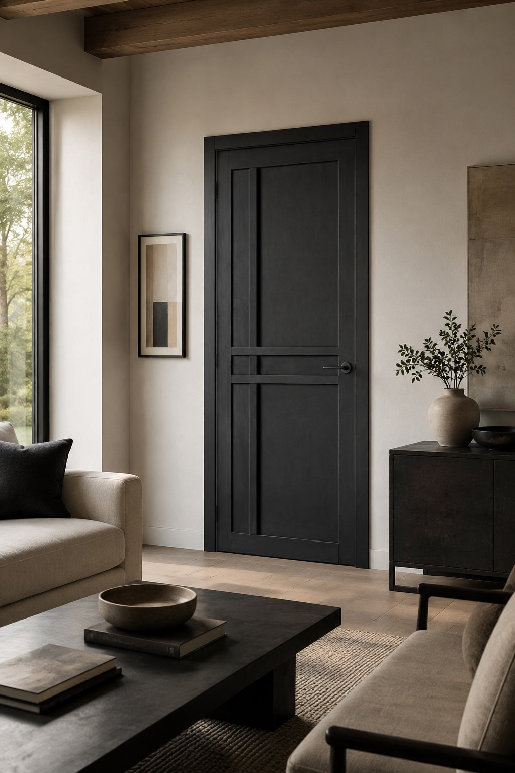 Black Industrial 6 Panel Internal Door - Artis Helsinki (Solid, Black Primed)