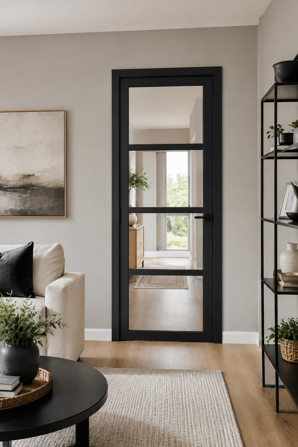 Black Industrial Clear Glazed Internal Door - Artis Nairobi (4 Light, Crittall Style)