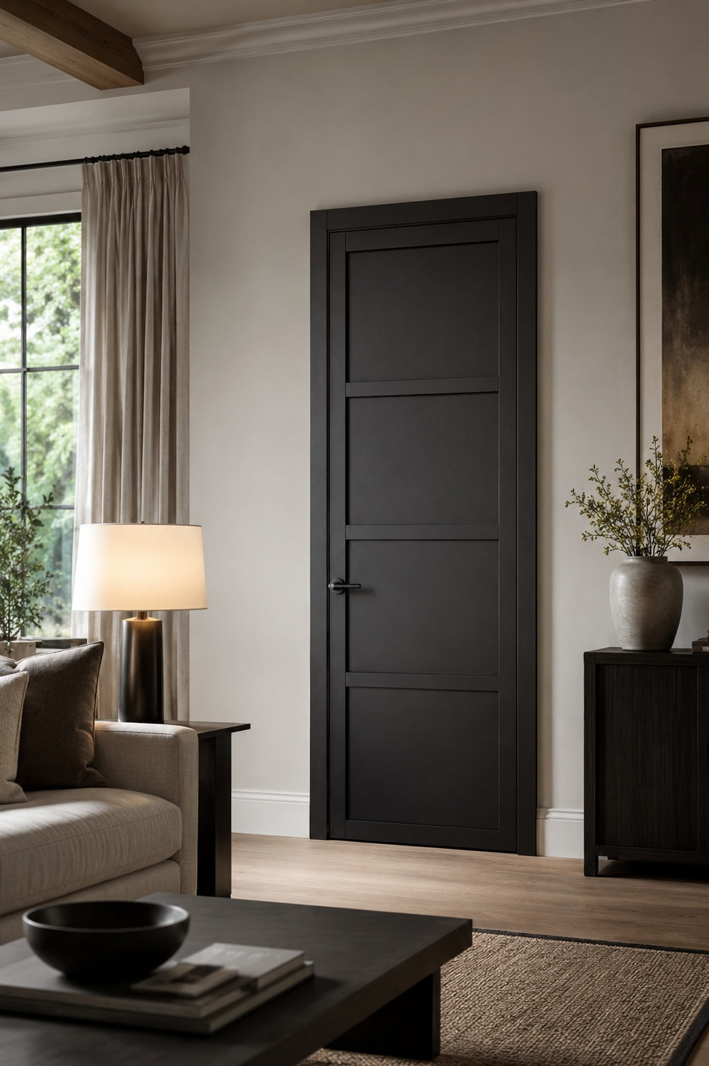 Black Industrial 4 Panel Internal Door - Artis Nairobi (Solid, Black Primed)