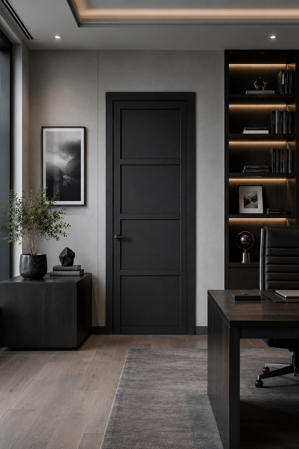 Black Industrial 4 Panel Internal Door - Artis Nairobi (Solid, Black Primed)