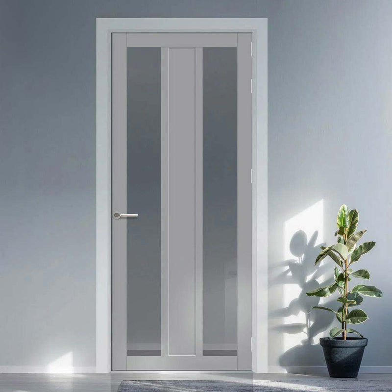 Handmade Eco Urban Avenue 2 Pane 1 Panel Door DD6410G Clear Glass Mist Grey Premium Primed