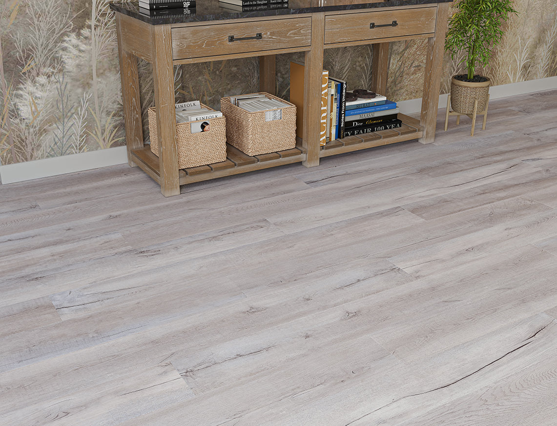 Bamburgh Oak White Blue Brushed Oak Plank LVT Flooring | 181 x 1520 x 8/0.17mm