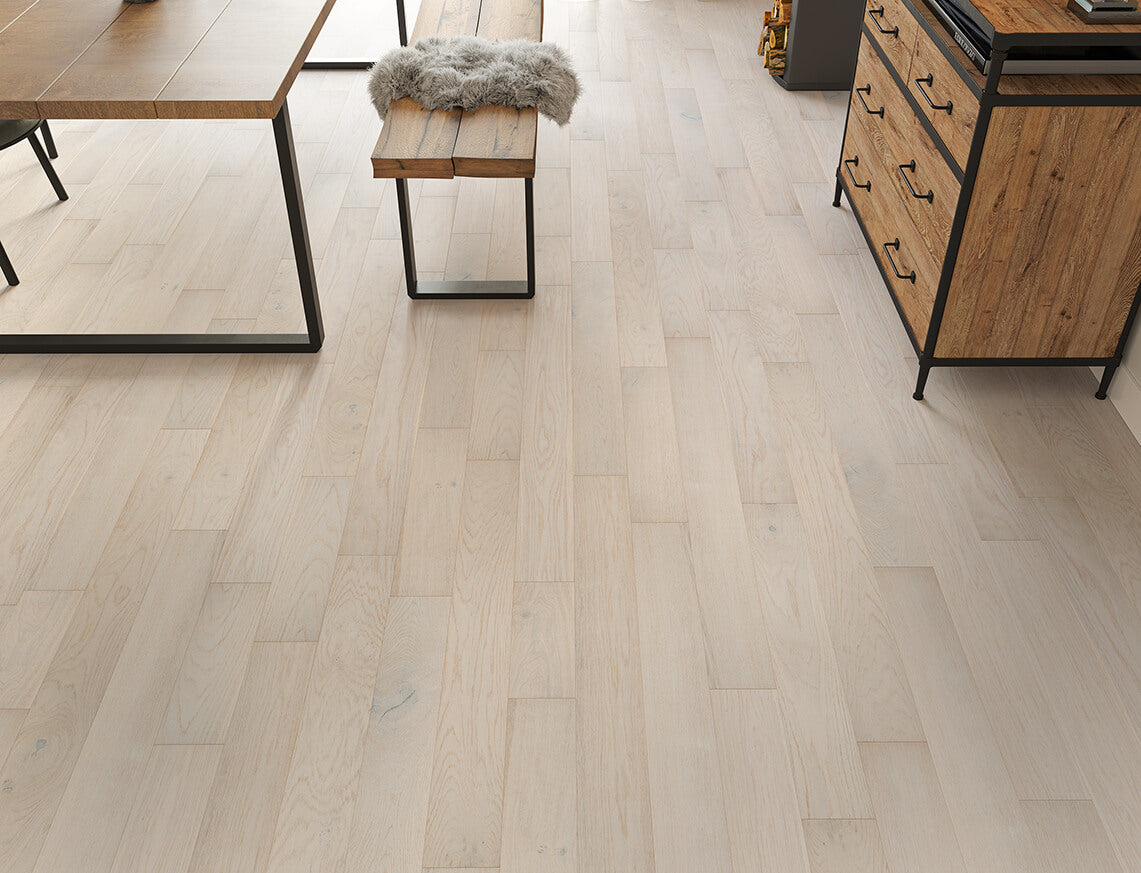Belvoir Oak Double White Brushed Plank Engineered Wood Flooring | UV Oiled | 125 x 300-1200 x 10/2.5mm