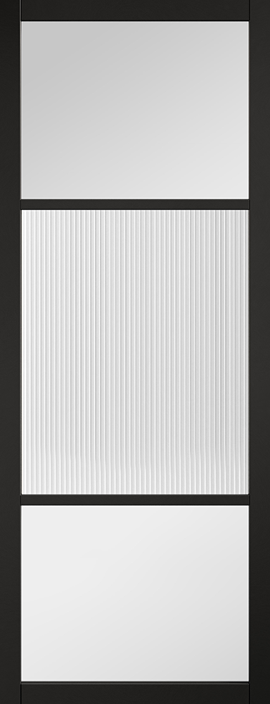 LPD Sutton Reeded Glazed Pre-Finished Black Door