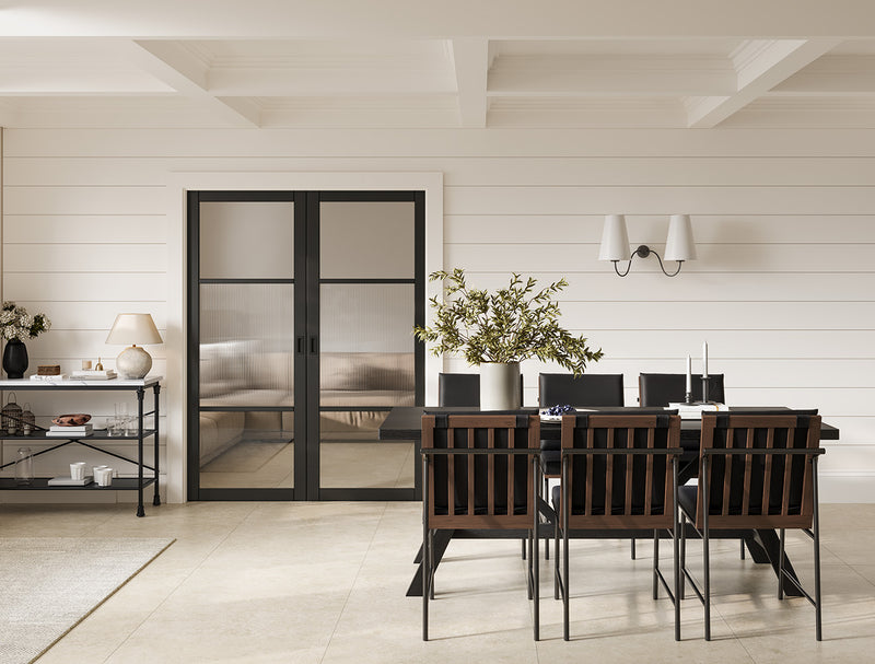 LPD Sutton Reeded Glazed Pre-Finished Black Door