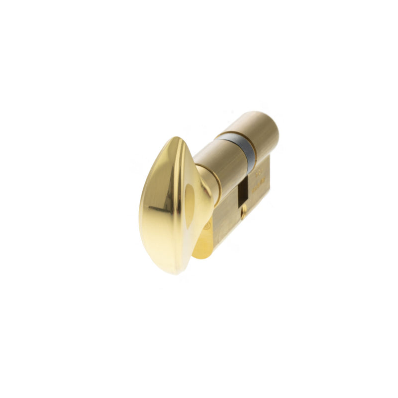 AGB Euro Profile 5 Pin Cylinder Key to Turn 30-30mm (60mm) - Polished Brass