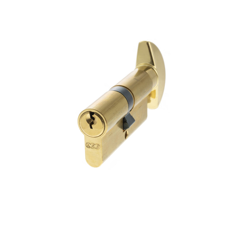 AGB Euro Profile 5 Pin Cylinder Key to Turn 35-35mm (70mm) - Polished Brass
