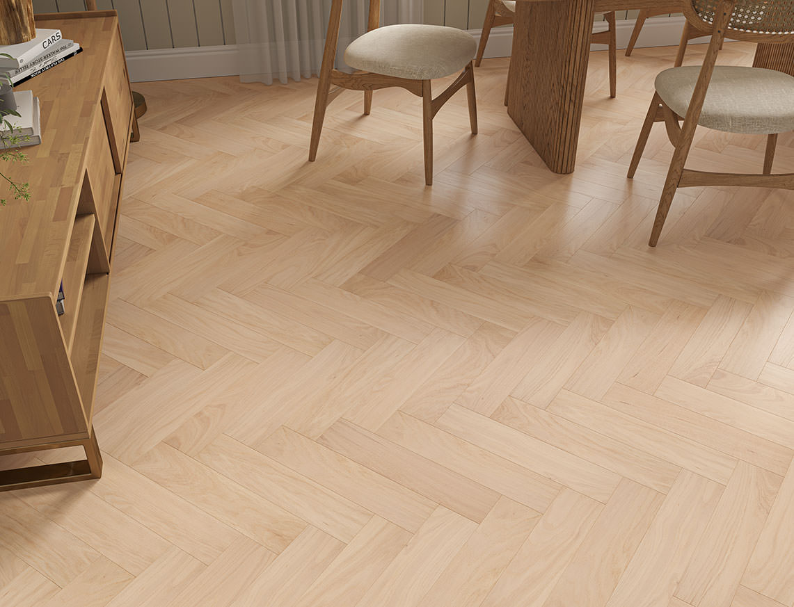 Calverley Oak Smooth Herringbone Engineered Wood Flooring | Invisible UV Oiled | 90 x 400 x 15/4mm