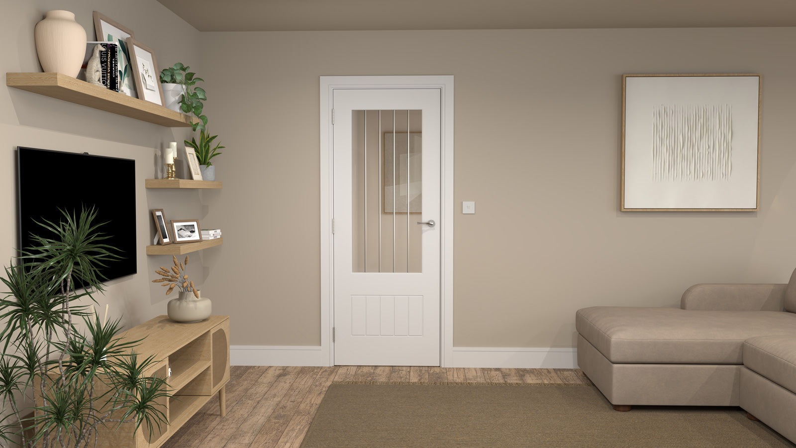 Artis Cheshire White Primed Semi-Solid Glazed 3Q Internal Door FSC