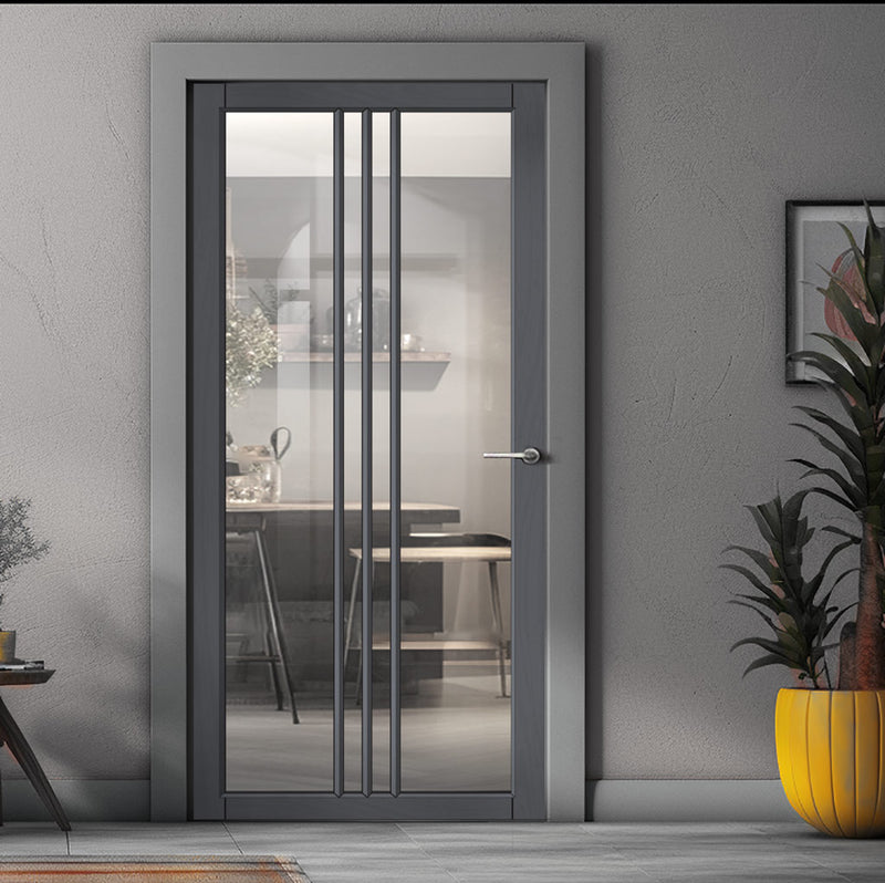 Urban Lite Galeria Door DD0102C Clear Glass - Dark Grey Premium Primed