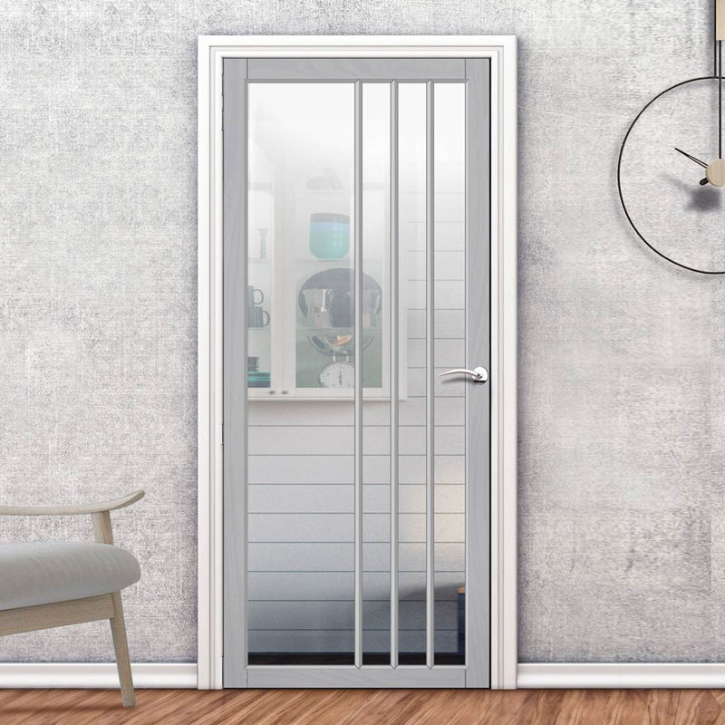 Urban Lite Tula Door DD0104C Clear Glass - Light Grey Premium Primed