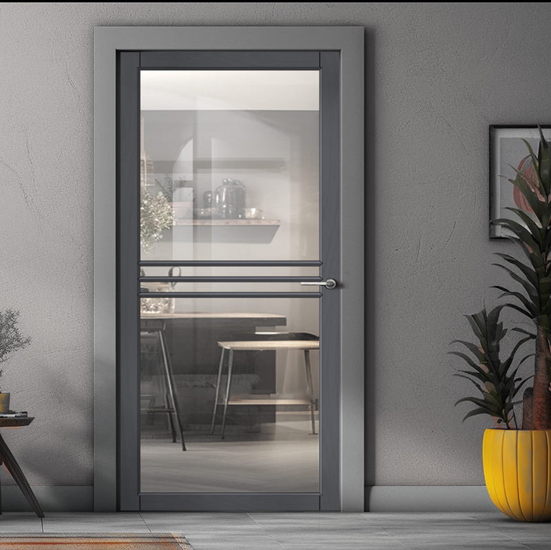 Urban Lite Adina Door DD0107C Clear Glass - Dark Grey Premium Primed