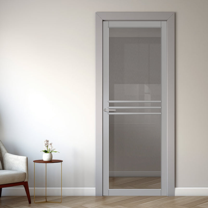 Urban Lite Adina Door DD0107C Clear Glass - Light Grey Premium Primed