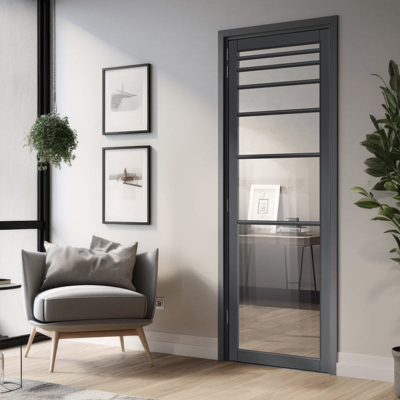 Urban Lite Revella Door DD0111C Clear Glass - Dark Grey Premium Primed