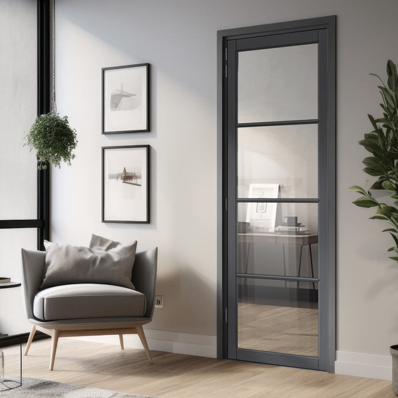 Urban Lite Firena Door DD0114C Clear Glass - Dark Grey Premium Primed