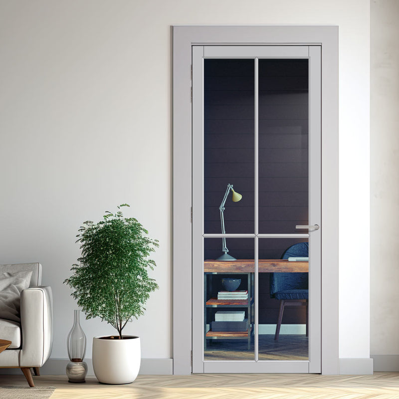 Urban Lite Kora Door DD0116C Clear Glass - Light Grey Premium Primed