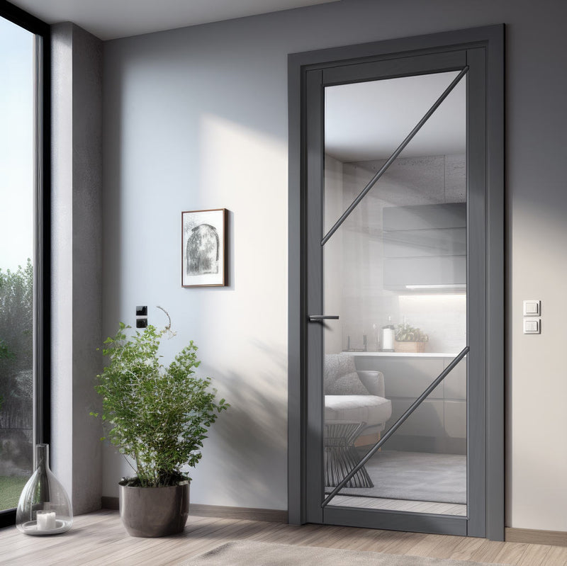 Urban Lite Aria Door DD0124C Clear Glass - Dark Grey Premium Primed