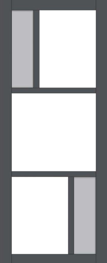 Handmade Eco Urban Aran 5 Pane Door DD6432G Clear Glass(2 FROSTED PANES) Stormy Grey Premium Primed
