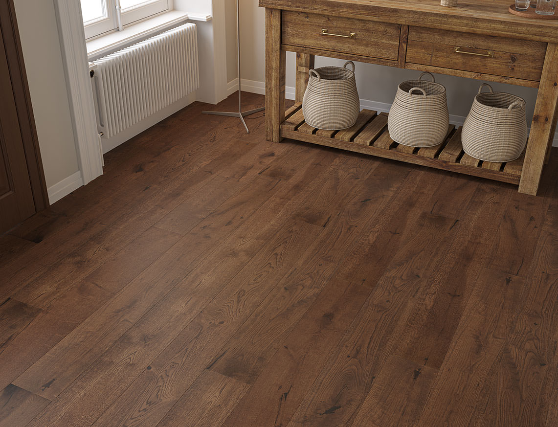 Dartmoor Oak Brown Brushed Plank Engineered Wood Flooring | UV Oiled | 190 x 1900 x 15/4mm