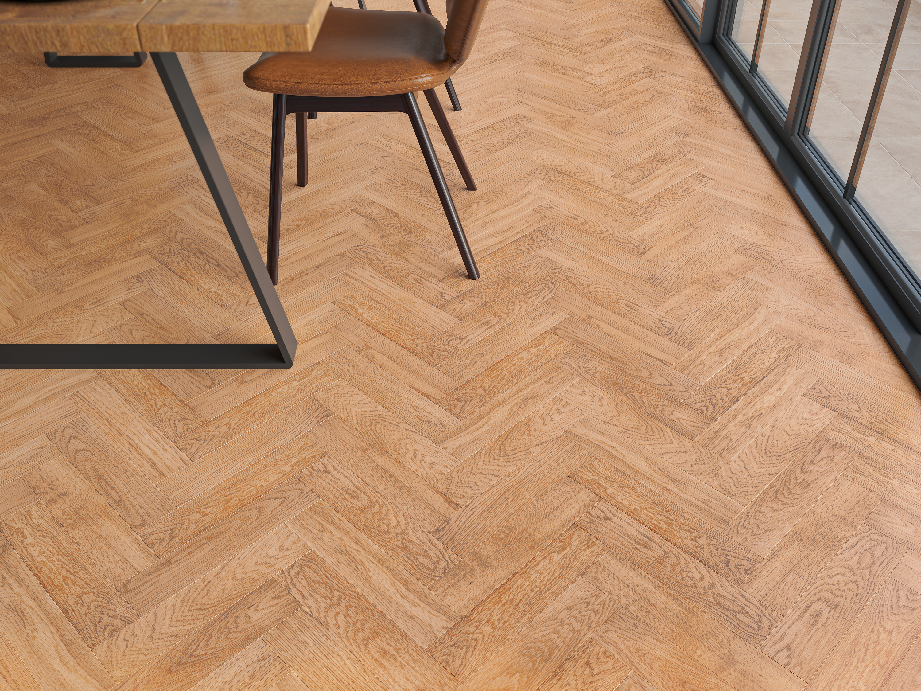 Dean Oak Natural Smooth Herringbone Engineered Wood Flooring | UV Oiled | 80 x 350 x 20/6mm