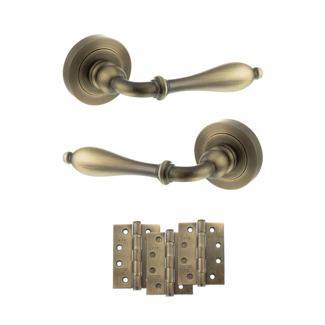 Atlantic OE142MAB Old English Wrexham on Round Rose Door Handle Pack