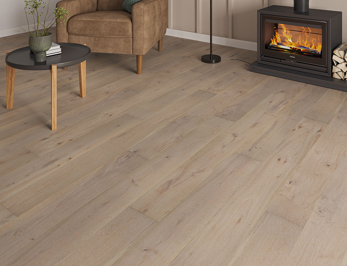 Whiteleaf Oak Grey Brushed Plank Engineered Wood Flooring | UV Lacquered | 190 x 1900 x 14/3mm