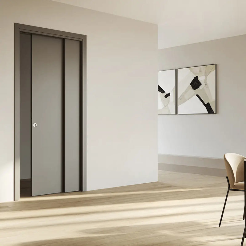 Atlantic SPECIAL ORDER Ermetika Staffetta Telescopic Pocket Door System 180mm WT - Raw Wood Jambs