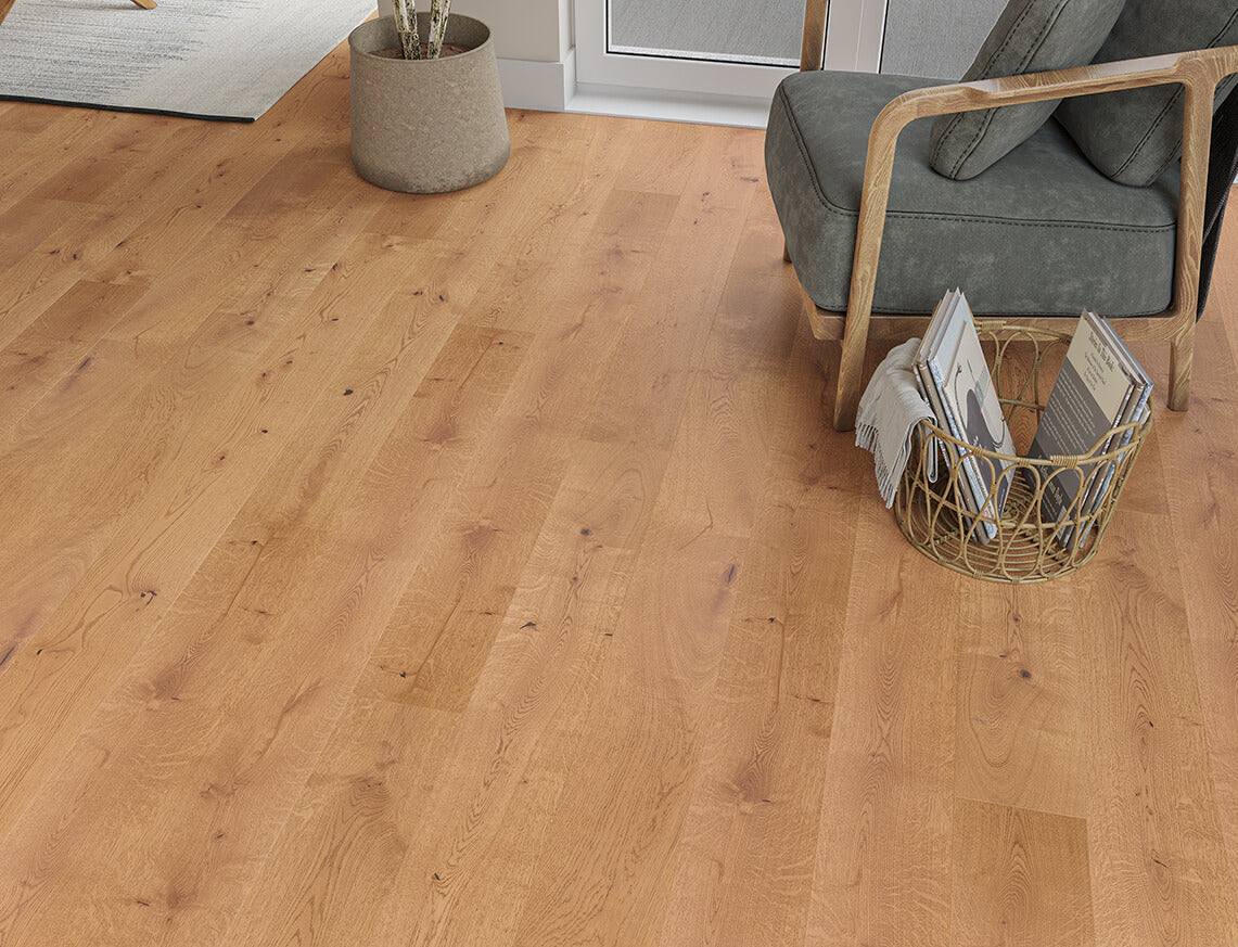 Elmdon Oak Golden Matte Smooth Plank Engineered Wood Flooring | UV Lacquered | 180 x 1900 x 14/3mm