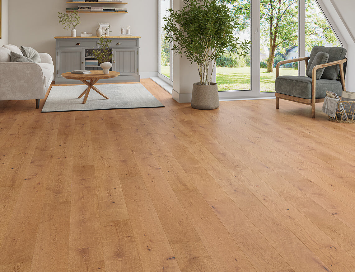 Elmdon Oak Golden Matte Smooth Plank Engineered Wood Flooring | UV Lacquered | 180 x 1900 x 14/3mm