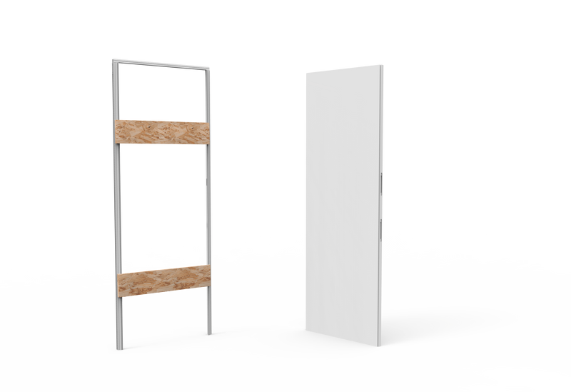 Atlantic SPECIAL ORDER Ermetika xREVERx Flush Hidden Door System with White Primed Door - Satin Chrome Latch/Bathroom Accessories
