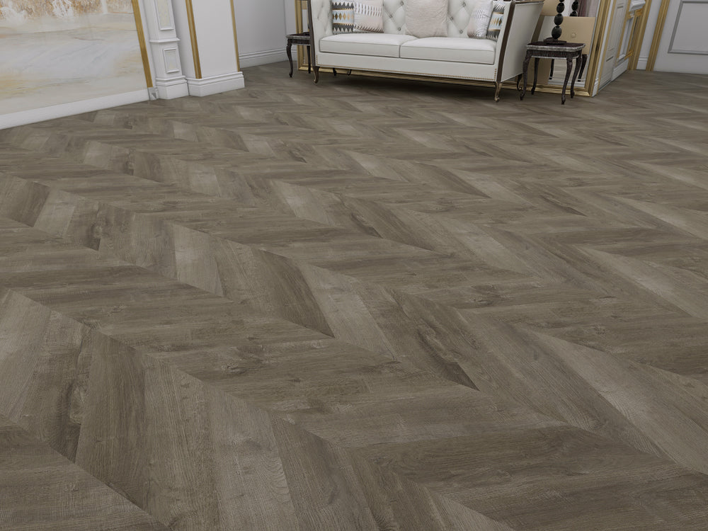 Xylo Fitzrovia SPC Vinyl Chevron Silver Rock - 6 x 127 x 600mm