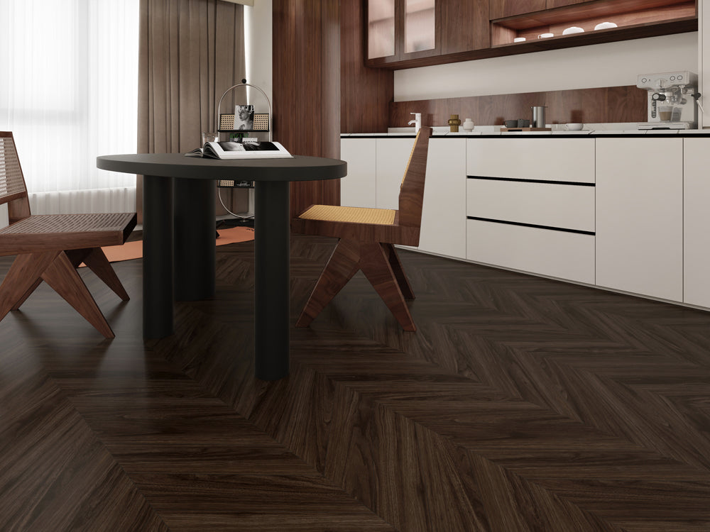 Xylo Fitzrovia SPC Vinyl Chevron Escena Lite Walnut - 6 x 127 x 600mm