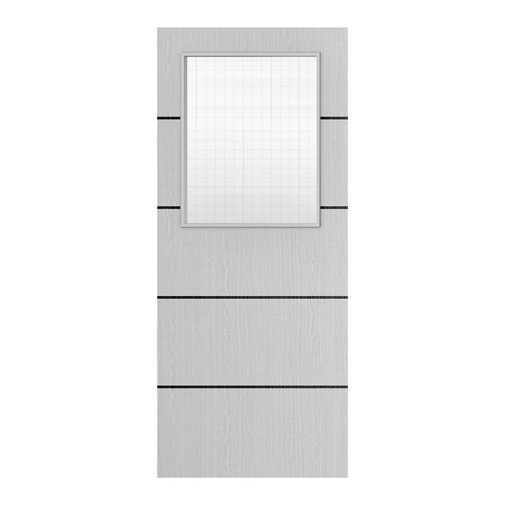 Pre-Assembled Flush Light Grey Ash Horizontal Inlay FD30 Option 01 Wired Glaze Certifire CF5740 FSC Door Set