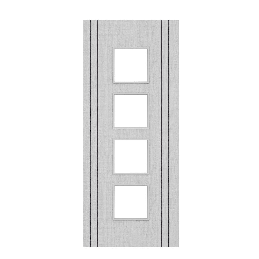 Pre-Assembled Flush Light Grey Ash Vertical Inlay FD30 Option 09 30M Clear Glaze Certifire CF5740 FSC Door Set