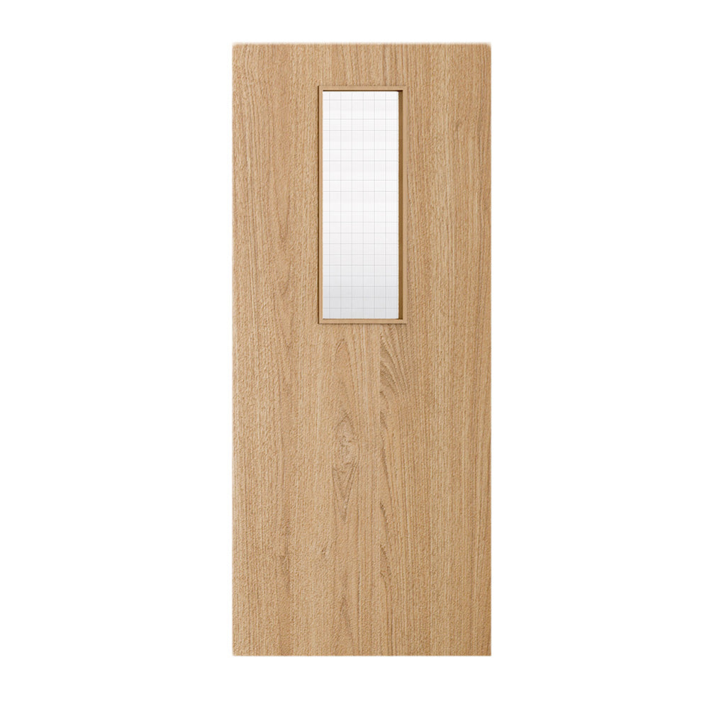 Pre-Assembled Flush Prefinished Oak FD30 Option 14 Wired Glaze Certifire CF5740 FSC Door Set