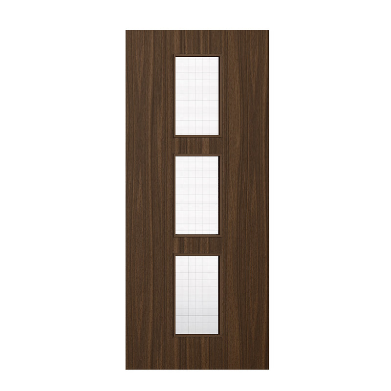 Deanta Flush Prefinished Walnut FD30 Option 11 Wired Glaze Certifire CF5740 FSC