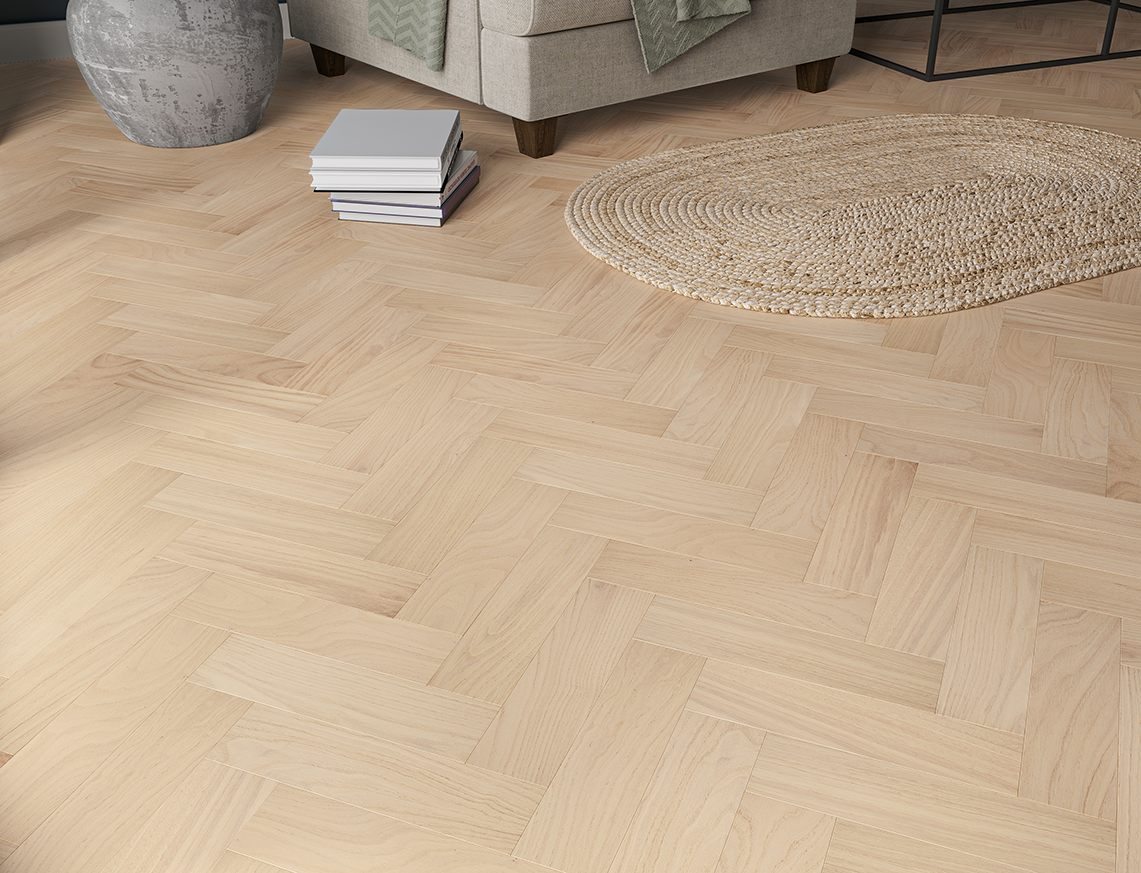 Friston Oak Smooth Herringbone Engineered Wood Flooring | Invisible UV Oiled | 80 x 300 x 10/3mm