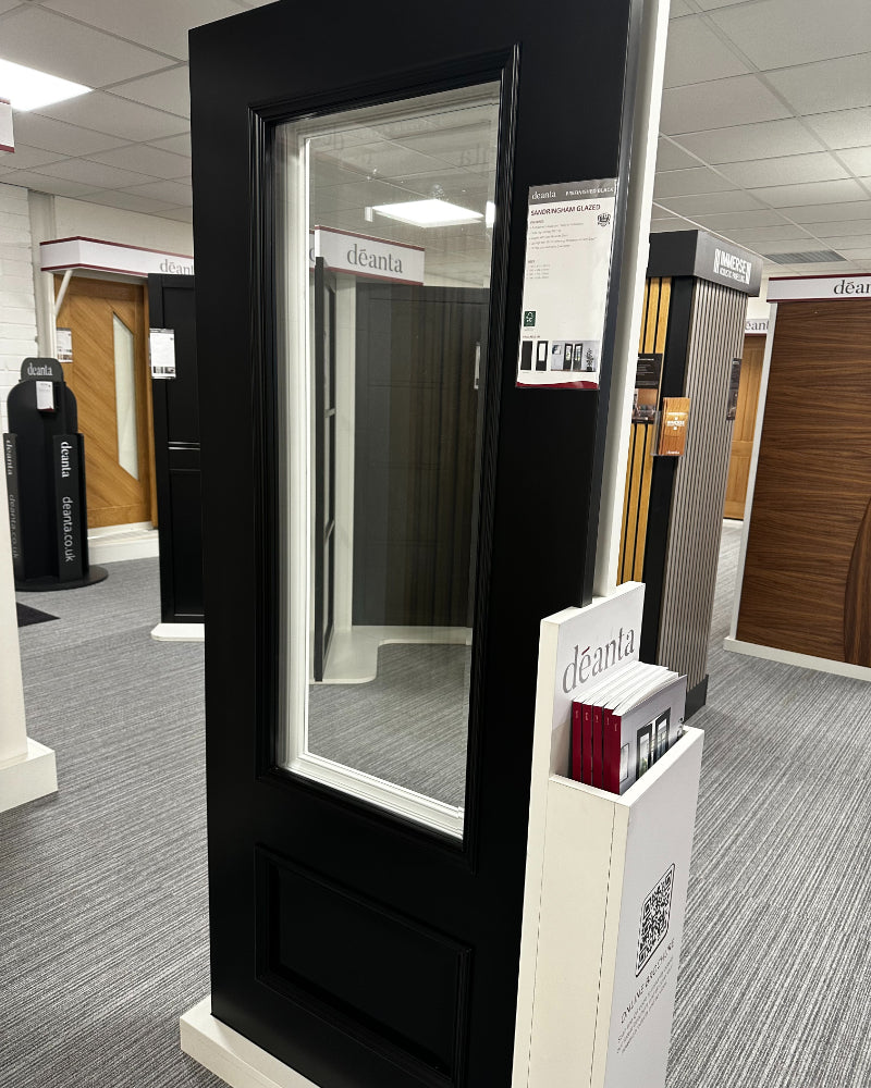 Deanta Sandringham Black Pre-Finished Bevelled Glazed Door
